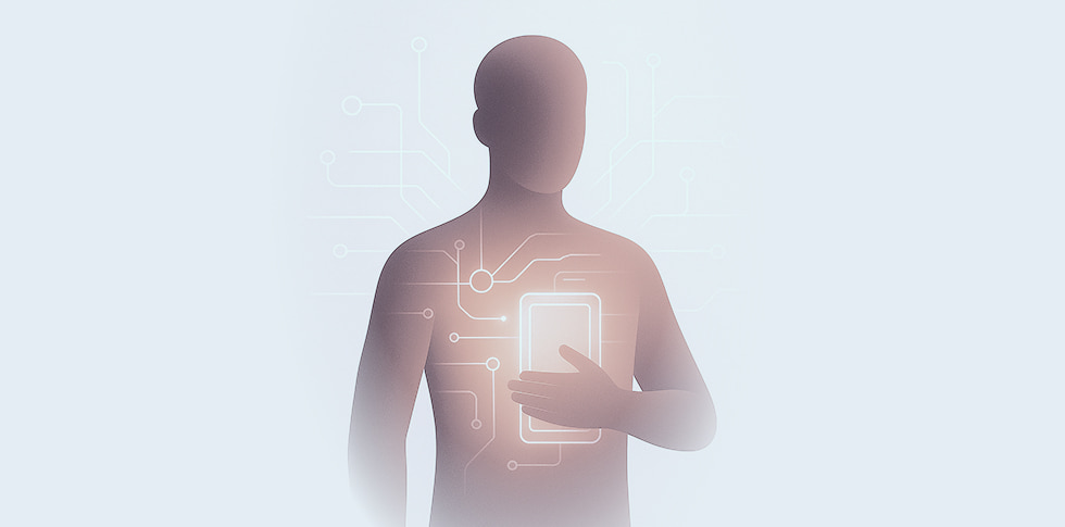 Menschliche Silhouette Mit Digitalem Schaltkreis Muster Im Brustbereich